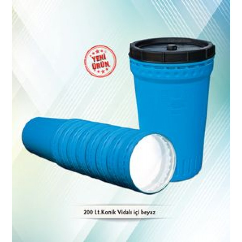 200 LT Konik Vidalı İçi Beyaz Bidon