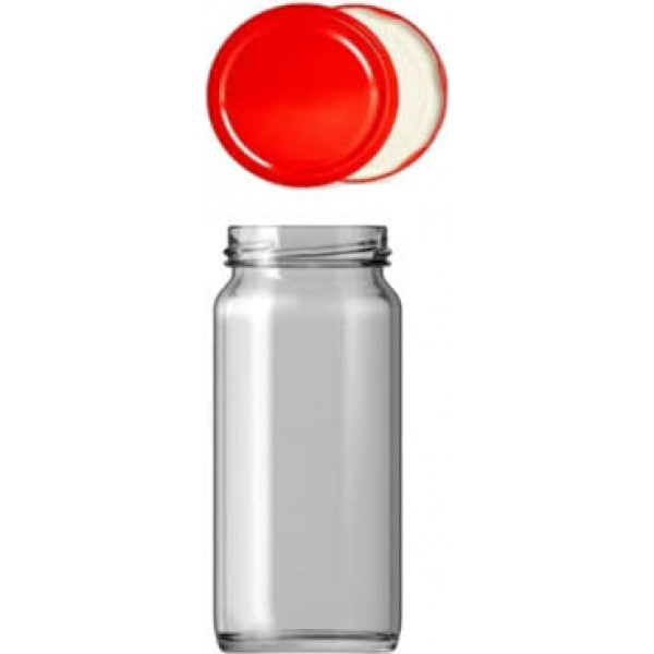 244 CC KIRMIZI KAPAKLI 53 MM AĞIZLI BORU TİPİ CAM KAVANOZ