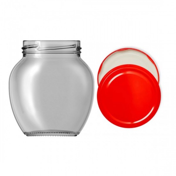 370 cc KIRMIZI Kapaklı YUMURTA MODEL Cam kavanoz 48 li KUTUDA