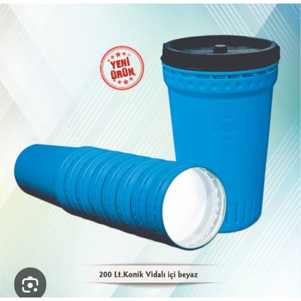 200 LT Konik Vidalı İçi Beyaz Bidon