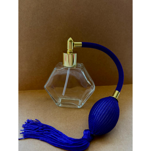 50 cc Mavi POMPALI Altıgen LÜX KOLONYA ŞİŞESİ